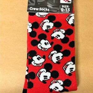 Disney Red and Black Mickey Mouse Crew Socks